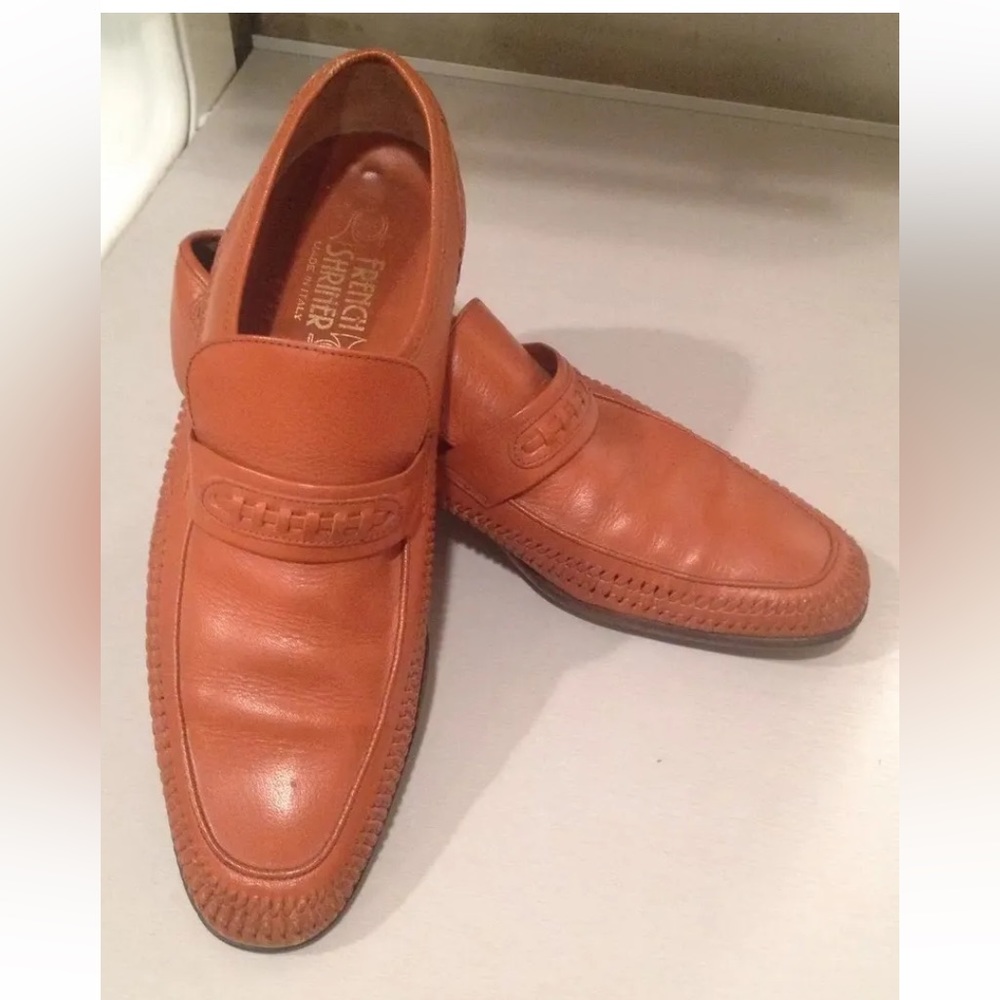 French Shriner loafers slip on dress shoes whiskey brown 10 N 9.5